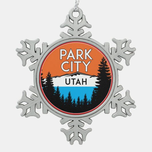 Skiing Park City Utah Ski Tin Sneeuwvlok Ornament (Voorkant)