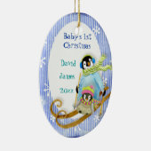 Skiing Penguin Baby's 1e Kerstversiering Keramisch Ornament (Rechts)