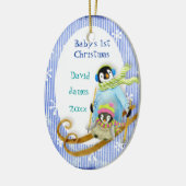 Skiing Penguin Baby's 1e Kerstversiering Keramisch Ornament (Links)