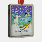 Skiing Penguin Baby's 1e Kerstversiering Metalen Ornament (Rechts)