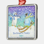Skiing Penguin Baby's 1e Kerstversiering Metalen Ornament (Links)