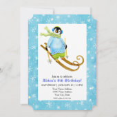 Skiing Penguin Birthday Party Ski Falling Snow Kaart (Voorkant)