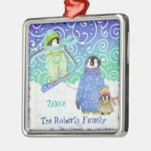 Skiing Penguin Familie Kerst Ornament (Links)