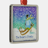 Skiing Penguin Familie Kerst Ornament (Rechts)