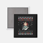 Skiing Penguin Kerstmis Magneet (Voorkant / Achterkant)