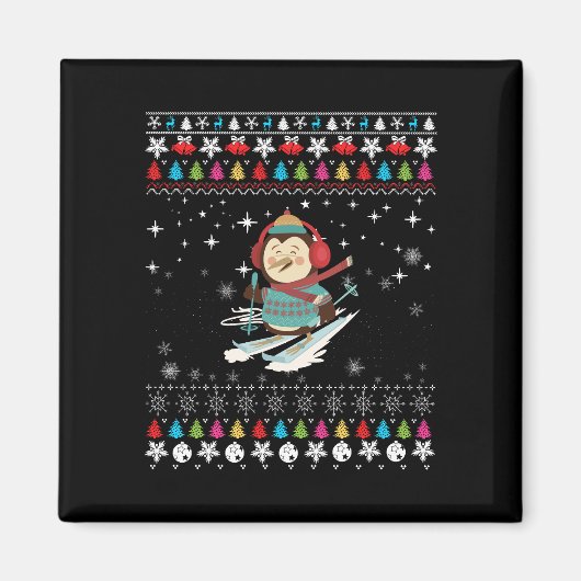 Skiing Penguin Kerstmis Magneet (Voorkant)