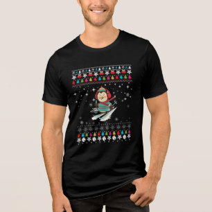 Skiing Penguin Kerstmis Tri-Blend Shirt