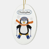 Skiing Penguin Persoonlijk Keramisch Ornament (Links)