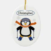 Skiing Penguin Persoonlijk Keramisch Ornament (Voorkant)