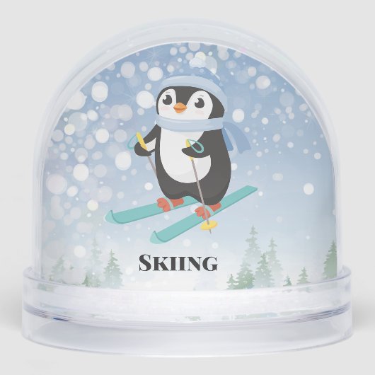 Skiing Penguin Sport Design Snow Globe Sneeuwbol (Voorkant)