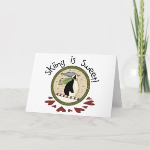 Skiing Penguin Vakantie T-shirts en geschenken Feestdagen Kaart