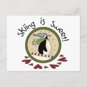 Skiing Penguin Vakantie T-shirts en geschenken Feestdagenkaart (Voorkant)