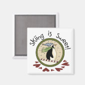 Skiing Penguin Vakantie T-shirts en geschenken Magneet (Voorkant / Achterkant)