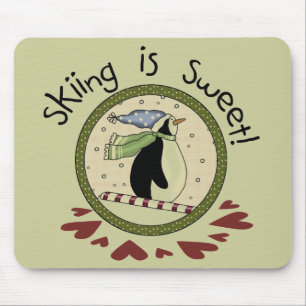Skiing Penguin Vakantie T-shirts en geschenken Muismat