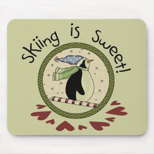 Skiing Penguin Vakantie T-shirts en geschenken Muismat (Voorkant)