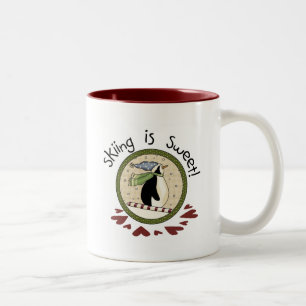 Skiing Penguin Vakantie T-shirts en geschenken Tweekleurige Koffiemok