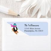 Skiing Penguin Winter Christmas Retouradres Etiket (Insitu)