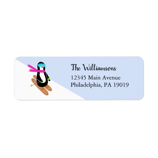 Skiing Penguin Winter Christmas Retouradres Etiket (Voorkant)