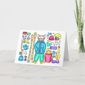 Skiing Pika Gear Spread Waterverf Kaart