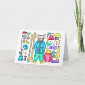 Skiing Pika Gear Spread Waterverf Kaart (Voorkant)