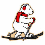 Skiing Polar Beer Fotosculptuur Staand Fotobeeldje<br><div class="desc">De perfecte feestelijke decoraties die verkrijgbaar zijn bij een laptop. ©2009 M. Hamilton</div>