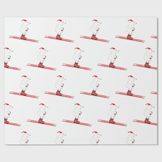 Skiing Polar Beer Pattern Cadeaupapier (Vlak)