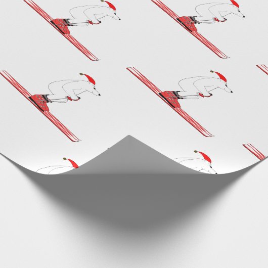 Skiing Polar Beer Pattern Cadeaupapier (Hoek)