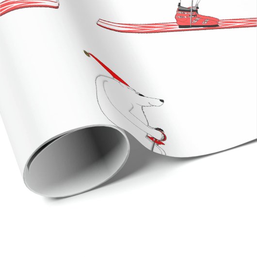 Skiing Polar Beer Pattern Cadeaupapier (Rol Hoek)