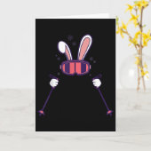 Skiing Rabbit Ski Poles Ski Goggles Easter Bunny Kaart (Gele Bloem)