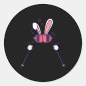 Skiing Rabbit Ski Poles Ski Goggles Easter Bunny Ronde Sticker (Voorkant)