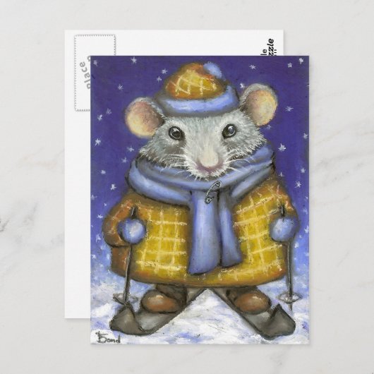 Skiing Rat Briefkaart (Voorkant / Achterkant)