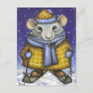Skiing Rat Briefkaart