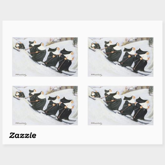 Skiing Rechthoekige Sticker (Vel)