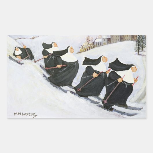 Skiing Rechthoekige Sticker (Voorkant)