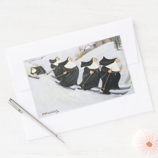 Skiing Rechthoekige Sticker (Envelop)