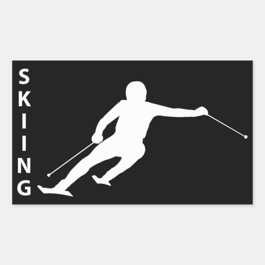 Skiing Rechthoekige Sticker (Voorkant)