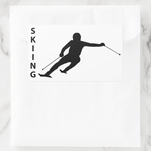 Skiing Rechthoekige Sticker (Tas)