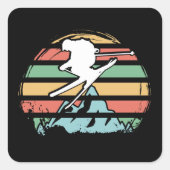 Skiing Retro Vierkante Sticker (Voorkant)