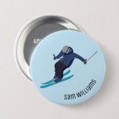 Skiing Ronde Button 7,6 Cm (Voorkant /achterkant)