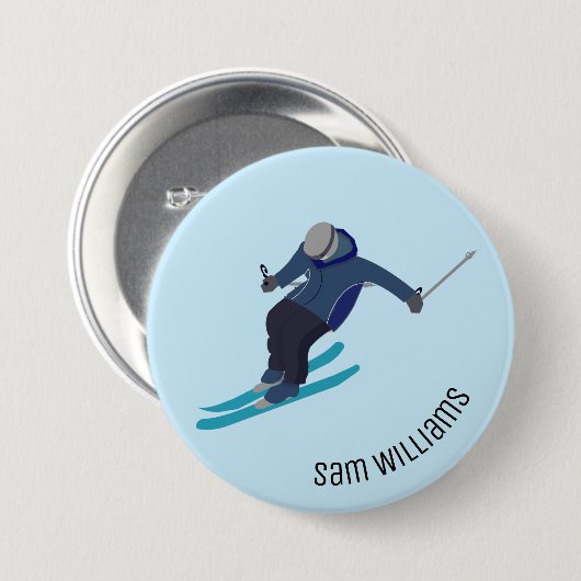 Skiing Ronde Button 7,6 Cm (Voorkant /achterkant)