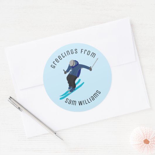 Skiing Ronde Sticker (Envelop)