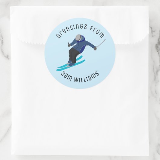 Skiing Ronde Sticker (Tas)