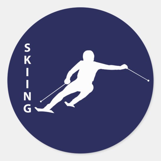 Skiing Ronde Sticker (Voorkant)