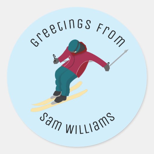 Skiing Ronde Sticker (Voorkant)