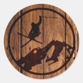 Skiing Ronde Sticker (Voorkant)