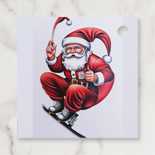 Skiing Santa Claus Bedankjes Labels (Achterkant)