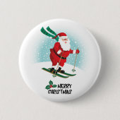 Skiing Santa Claus | FEESTDAGEN Ronde Button 5,7 Cm (Voorkant)