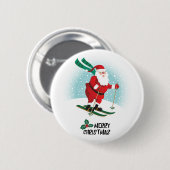 Skiing Santa Claus | FEESTDAGEN Ronde Button 5,7 Cm (Voorkant /achterkant)