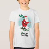 Skiing Santa Claus | FEESTDAGEN Tri-Blend Shirt (Voorkant)