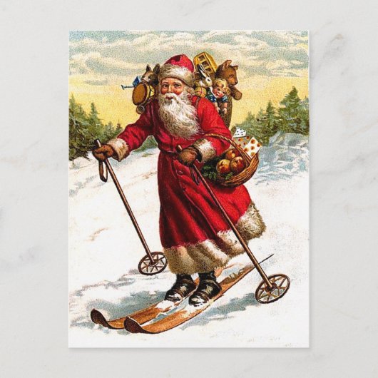 Skiing Santa Claus Feestdagenkaart (Voorkant)